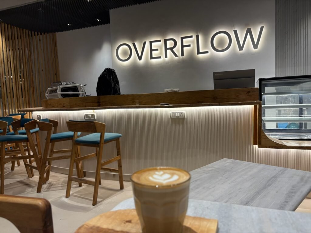 Overflow Coffee entrance near Medanta Hospital Golf City Lucknow