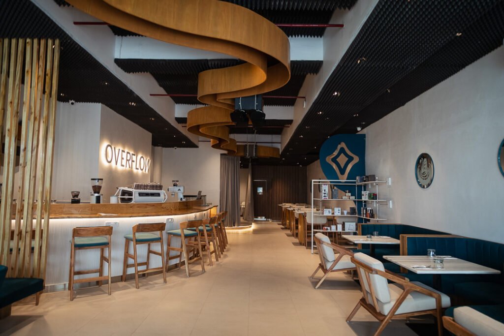 Overflow Coffee cafe interior Golf City Lucknow